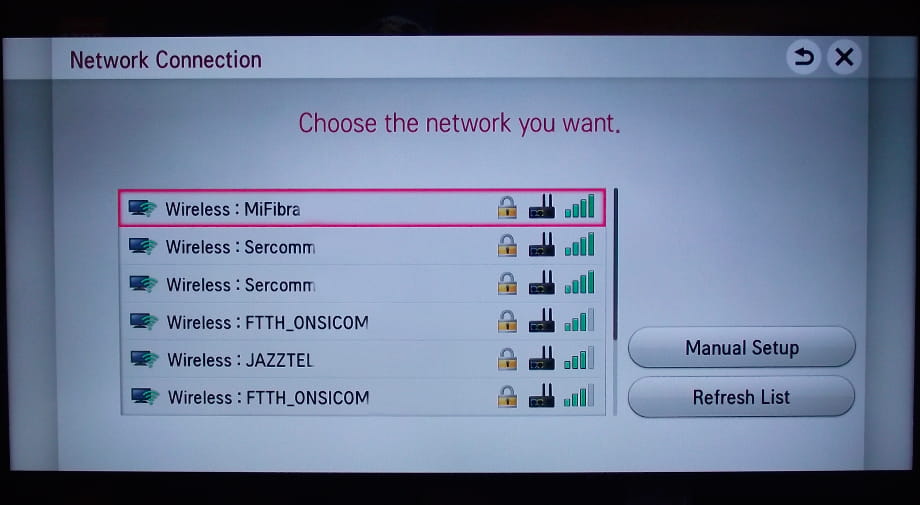 Choose network NetCast OS