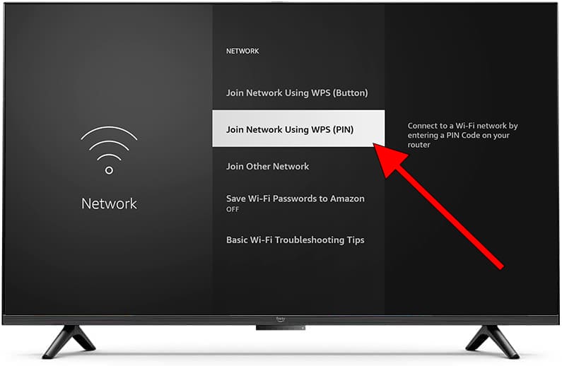 Join Network Using WPS (PIN) Fire TV