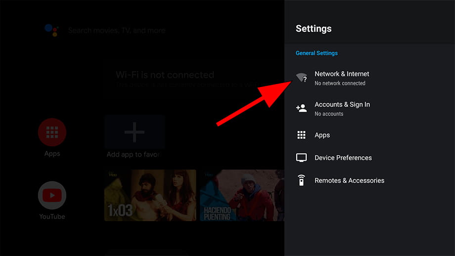 Wi-Fi settings Android TV