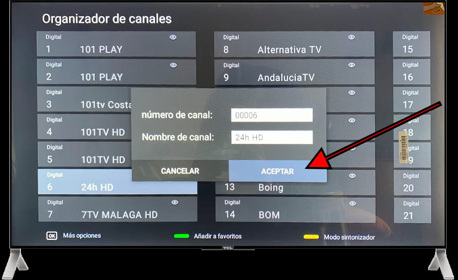 Confirmar cambio de canal Android TV