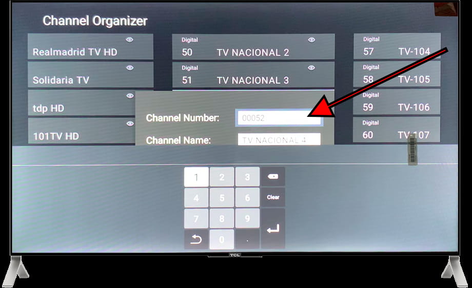 Edit channel number Android TV
