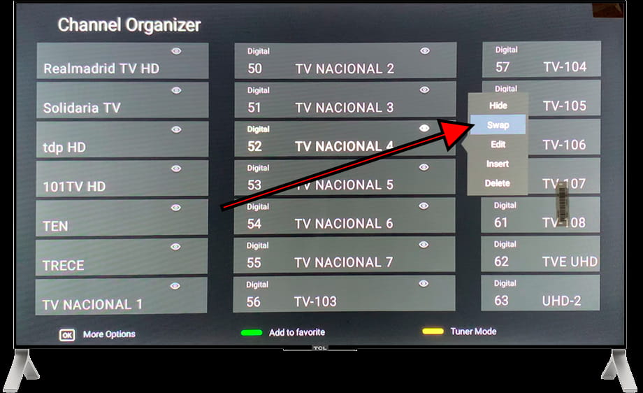 Swap channel Android TV