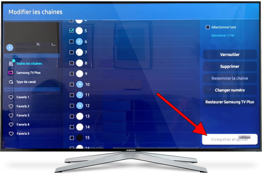 Enregistrer et quitter Samsung TV