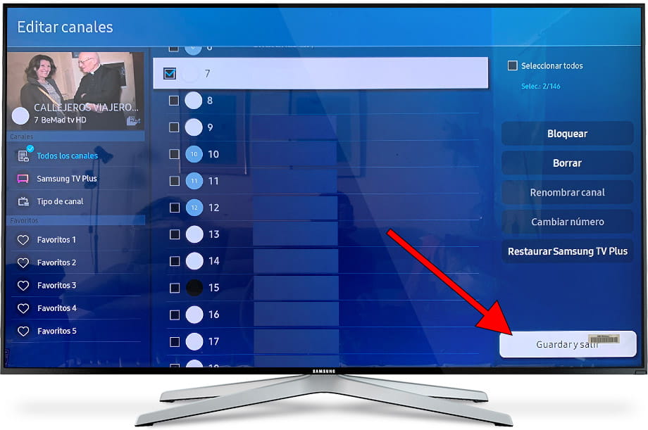 Guardar canales Samsung TV