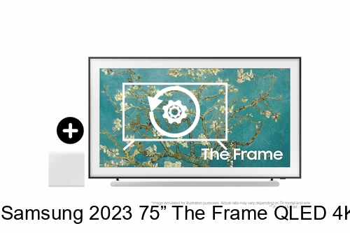Restauration d'usine Samsung 2023 75” The Frame QLED 4K HDR Smart TV with S801B Lifestyle Ultra Slim Soundbar