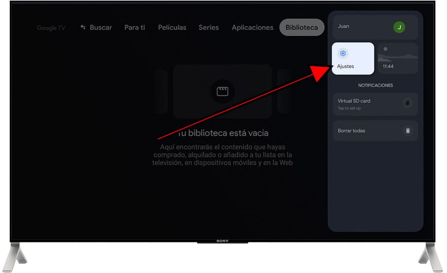 Icono ajustes Google TV