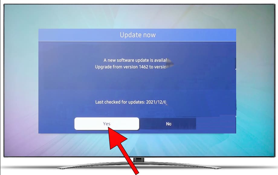 Update now TV Samsung message 