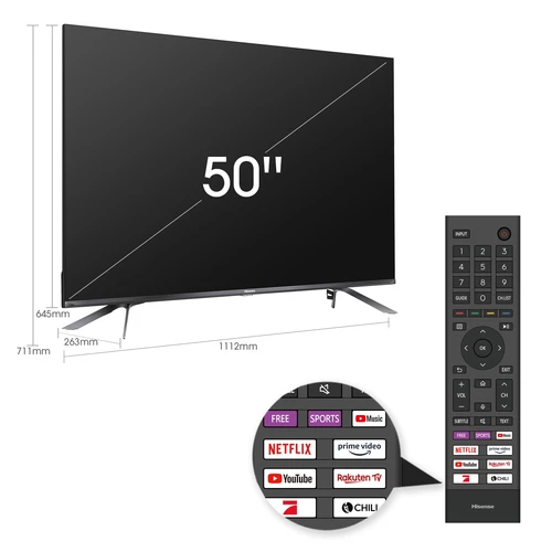 Hisense 50E76GQ TV 127 cm (50") 4K Ultra HD Smart TV Wifi Noir, Titane 11