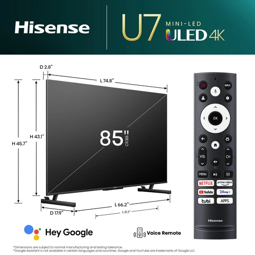 Hisense 85U7K TV 2.16 m (85") 4K Ultra HD Smart TV Wi-Fi Black 12