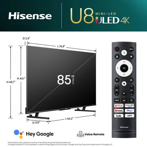 Hisense 85U8K TV 2.16 m (85") 4K Ultra HD Smart TV Wi-Fi Black 12