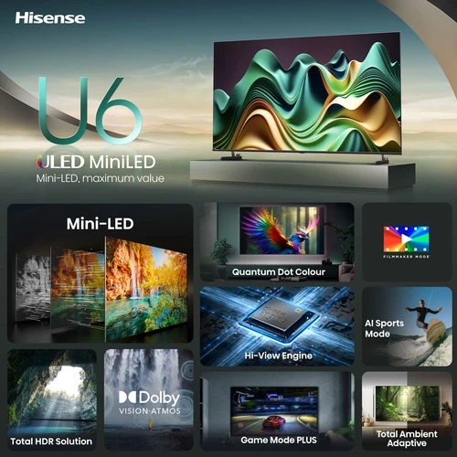 Hisense 55U6NQTUK TV 139,7 cm (55") 4K Ultra HD Smart TV Wifi Gris 600 cd/m² 2