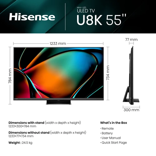 Hisense 55U8KQTUK TV 139.7 cm (55") 4K Ultra HD Smart TV Wi-Fi Grey 3