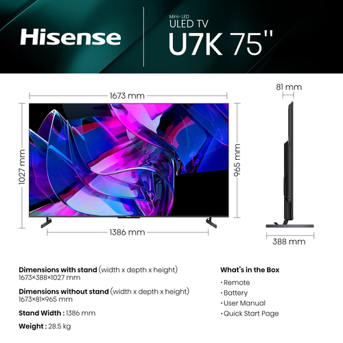 Hisense 75U7KQTUK Televisor 190,5 cm (75") 4K Ultra HD Smart TV Wifi Gris 5