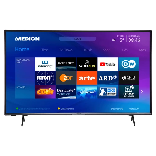 MEDION LIFE X16510 Smart-TV, 163,8 cm (65 pouces) Affichage Ultra HD, HDR, Micro Dimming, PVR prêt, Netflix, Amazon Prime Video, Bluetooth®, DTS HD So 0