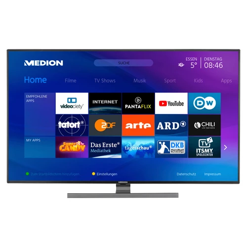 MEDION LIFE S14305 Smart-TV, 108 cm (43 pouces), Ultra HD Display, HDR, Dolby Vision, Micro Dimming, MEMC, PVR ready, Netflix, Amazon Prime Video, Blu 2