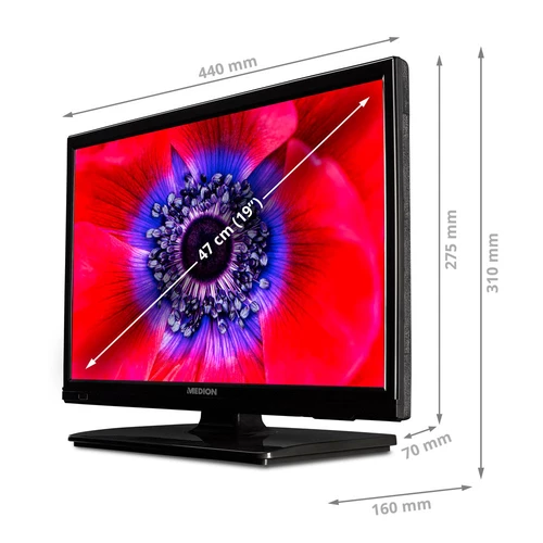 MEDION E11909 - LCD TV - 19" (47 cm) - HD Triple Tuner - lecteur DVD intégré - adaptateur voiture - CI - 1x HDMI - 1x USB - Noir 3