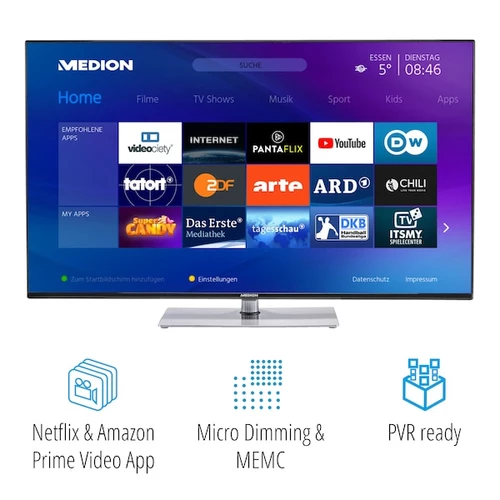 MEDION Smart-TV LIFE® X15061 | écran Ultra HD 125,7 cm (50 '') | HDR, Dolby Vision ™ | micro-gradation | MEMC, PVR ready | Netflix | Amazon Prime Vide 8