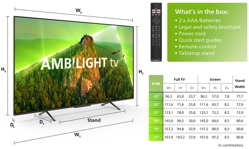 Philips 8100 series 70PUS8108/12 AMBILIGHT tv, Ultra HD LED, black, Smart TV, Pixel Precise Ultra HD, HDR(10+), Dolby Atmos/Vision 177.8 cm (70") 4K Ultra HD Wi-Fi 3