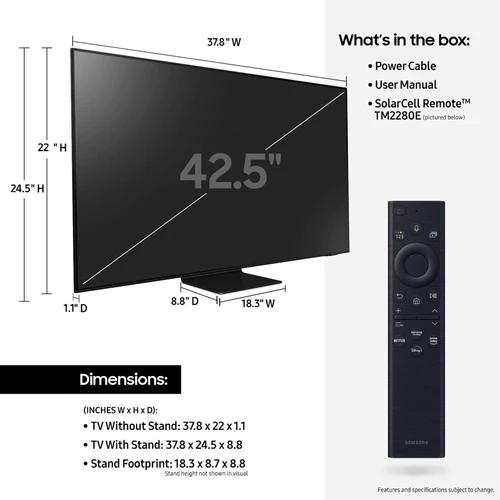 Samsung 43" Neo QLED 4K QN90B (2022) 109.2 cm (43") 4K DCI Smart TV Wi-Fi Black, Titanium 8