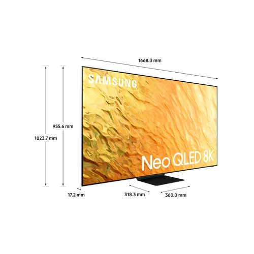 Samsung QE75QN800B 190,5 cm (75") 8K Ultra HD Smart TV Wifi Acier inoxydable 1