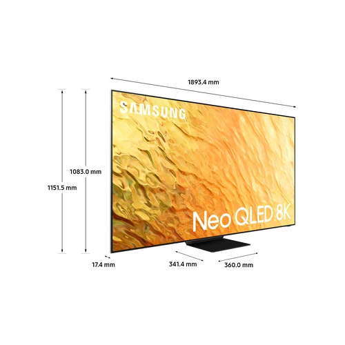 Samsung QE85QN800B 2,16 m (85") 8K Ultra HD Smart TV Wifi Acier inoxydable 1