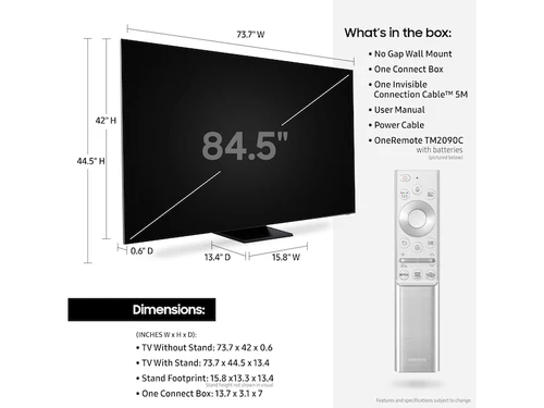 Samsung QN85Q950TSF 2.15 m (84.5") 8K Ultra HD Smart TV Wi-Fi Stainless steel 3