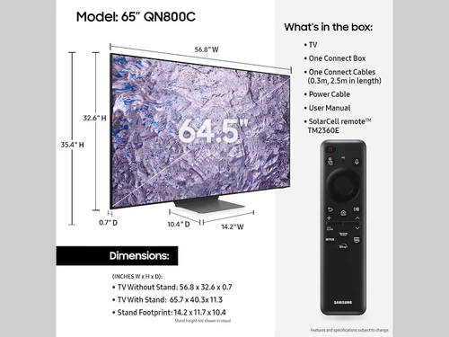 Samsung 65" Class QN800C Neo QLED 8K Smart TV (2023) 163,8 cm (64.5") 8K Ultra HD Wifi Negro 4