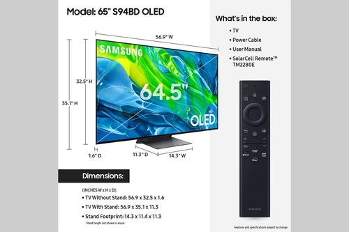 Samsung QN65S94BDF 163.8 cm (64.5") 4K Ultra HD Smart TV Wi-Fi Black 4