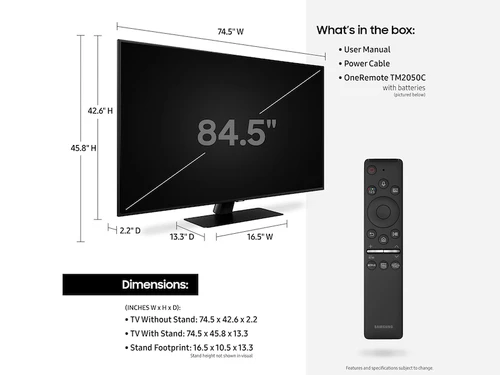 Samsung QN85Q80TAFXZA TV 2.16 m (85") 4K Ultra HD Smart TV Wi-Fi Black 4