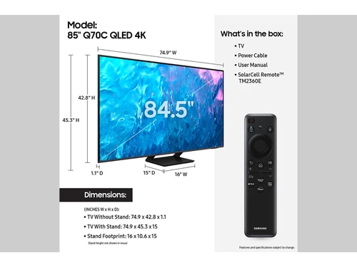 Samsung Series 7 QN85Q70CAF 2,16 m (85") 4K Ultra HD Smart TV Wifi Negro 5