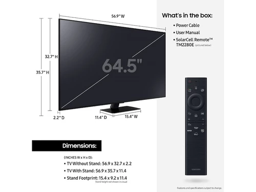 Samsung 65" Class QLED 4K Smart TV Q80B (2022) 165.1 cm (65") 4K Ultra HD Wi-Fi Black 8