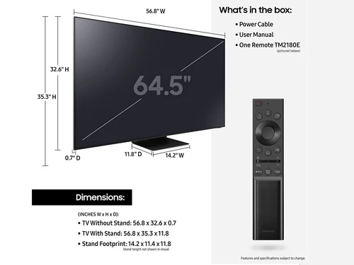 Samsung QN65QN800AF 165,1 cm (65") 8K Ultra HD Smart TV Wifi Acier inoxydable 8