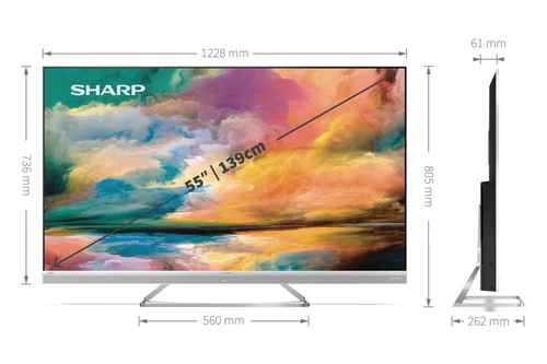 Sharp Aquos 55EQ4EA Pantalla flexible 139,7 cm (55") 4K Ultra HD Smart TV Wifi Plata 10