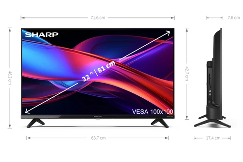 Sharp 1T-C32GD2225K TV 81.3 cm (32") HD Smart TV Wi-Fi Black 6