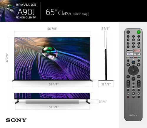 Sony XR65A90JPAEP TV 165.1 cm (65") 4K Ultra HD Smart TV Wi-Fi Titanium 6